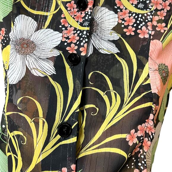 🌼 BFA Classics Sheer Floral Button-Up Blouse – Size Small - Picture 5 of 6